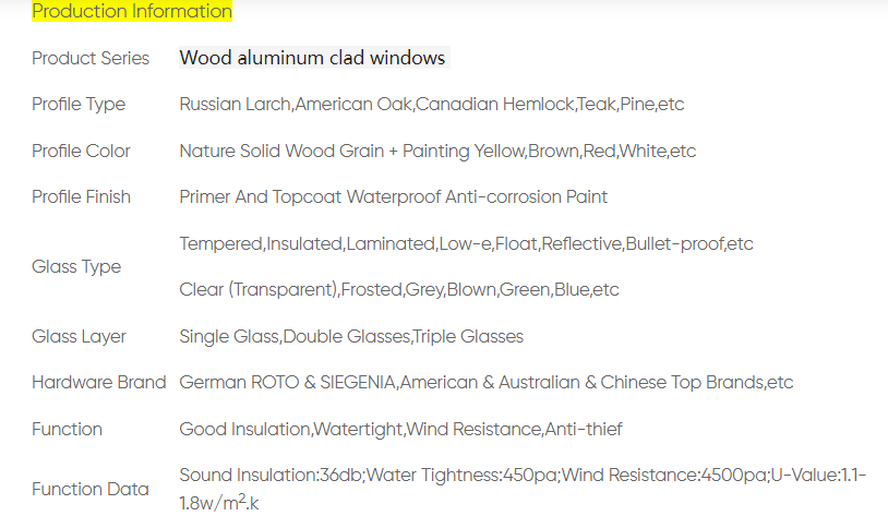 Cheap and high quality wood aluminum clad windows