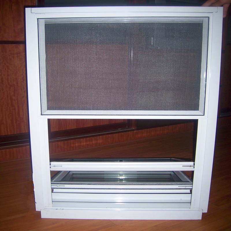 Grill design double hung vinyl push up window