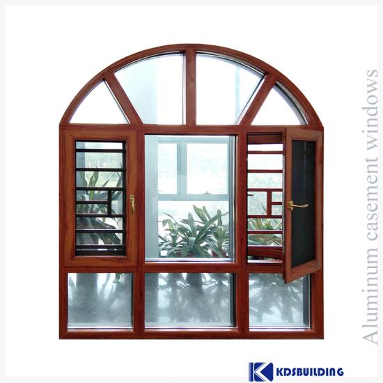 aluminum arch window with grid